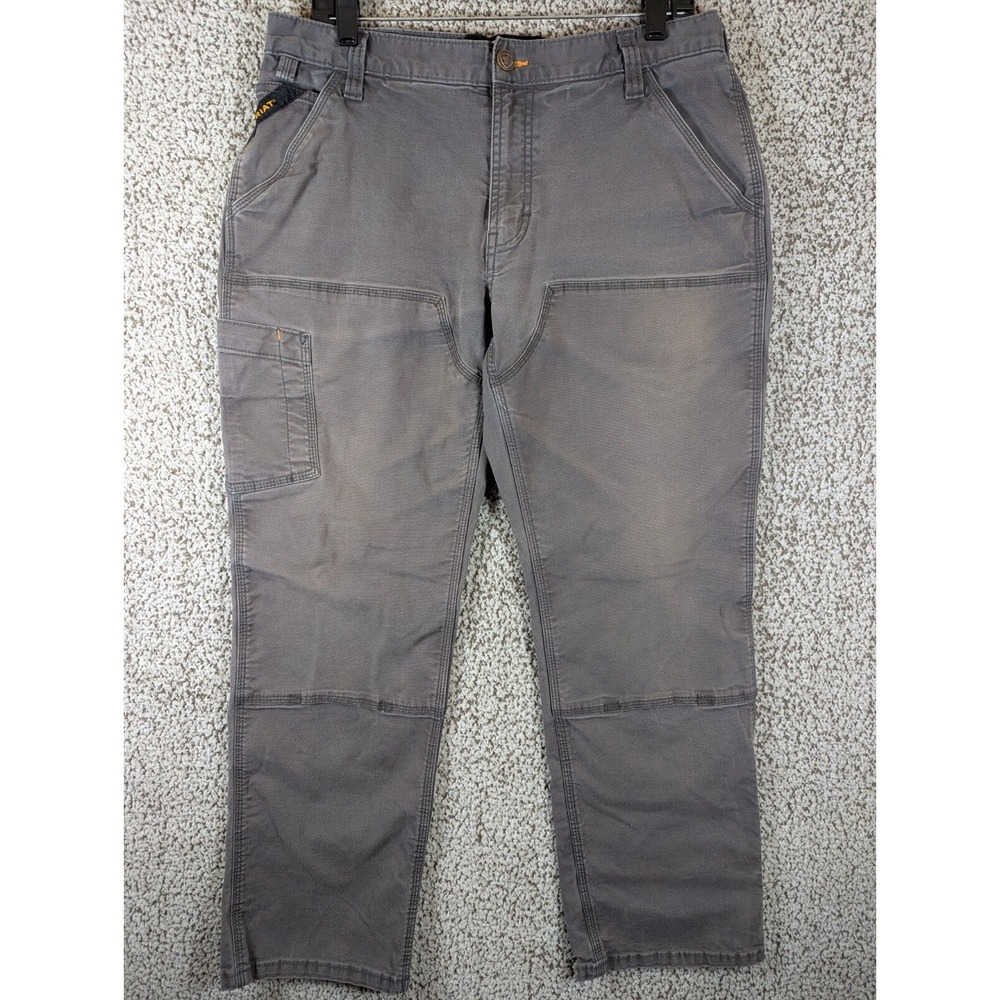 Ariat Rebar M4 Relaxed Straight Pants Mens 33x28.5 (Tag 33x30) Gray Double Knee